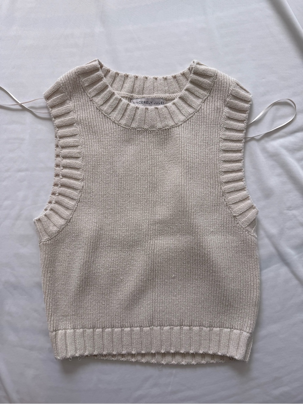 Sincerely Jules Cream Knit Sleeveless Sweater Vest